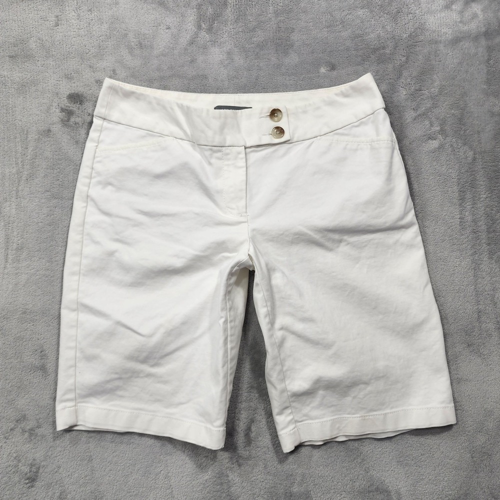 Ann Taylor Shorts Womens 6 White Bermuda Twill Curvy Fit Stretch Casual Summer